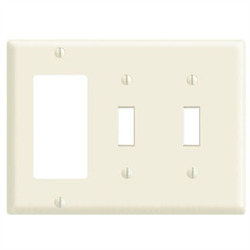 80421-W - Leviton 3 Gang Mixed Wall Plate 1 Decora 2 Toggle White